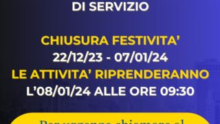 comunicazione di servizio chiusura festività sede Roma